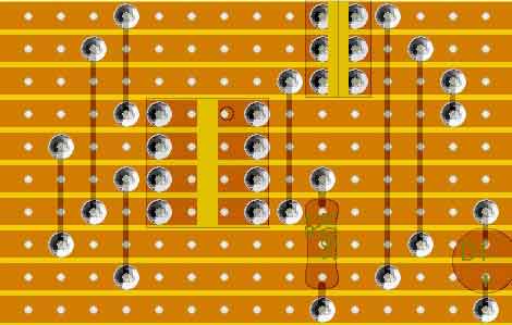 back Stripboard ATtiny programmer from the back
